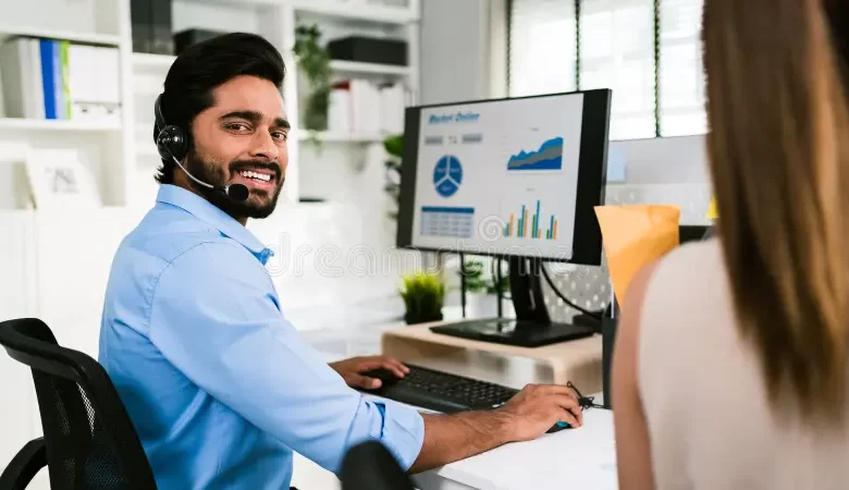 Firozabad Jobs: A Society needs computer operators for office work and boys for field work. 1 Firozabad-smiling-indian-man-working-as-customer-support-operator-headset-call-center-portrait-sales-agent-sitting-desk